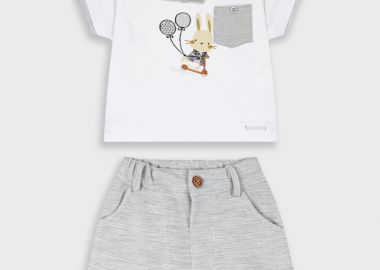 Σετ μπλούζα με βερμούδα για βρεφικό αγόρι (6 - 18 μηνών) | ΓΚΡΙ - Energiers - 